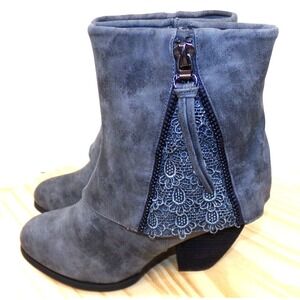 Southern fried chics southern sass booties Gray Ankle Boots with Lace Detail